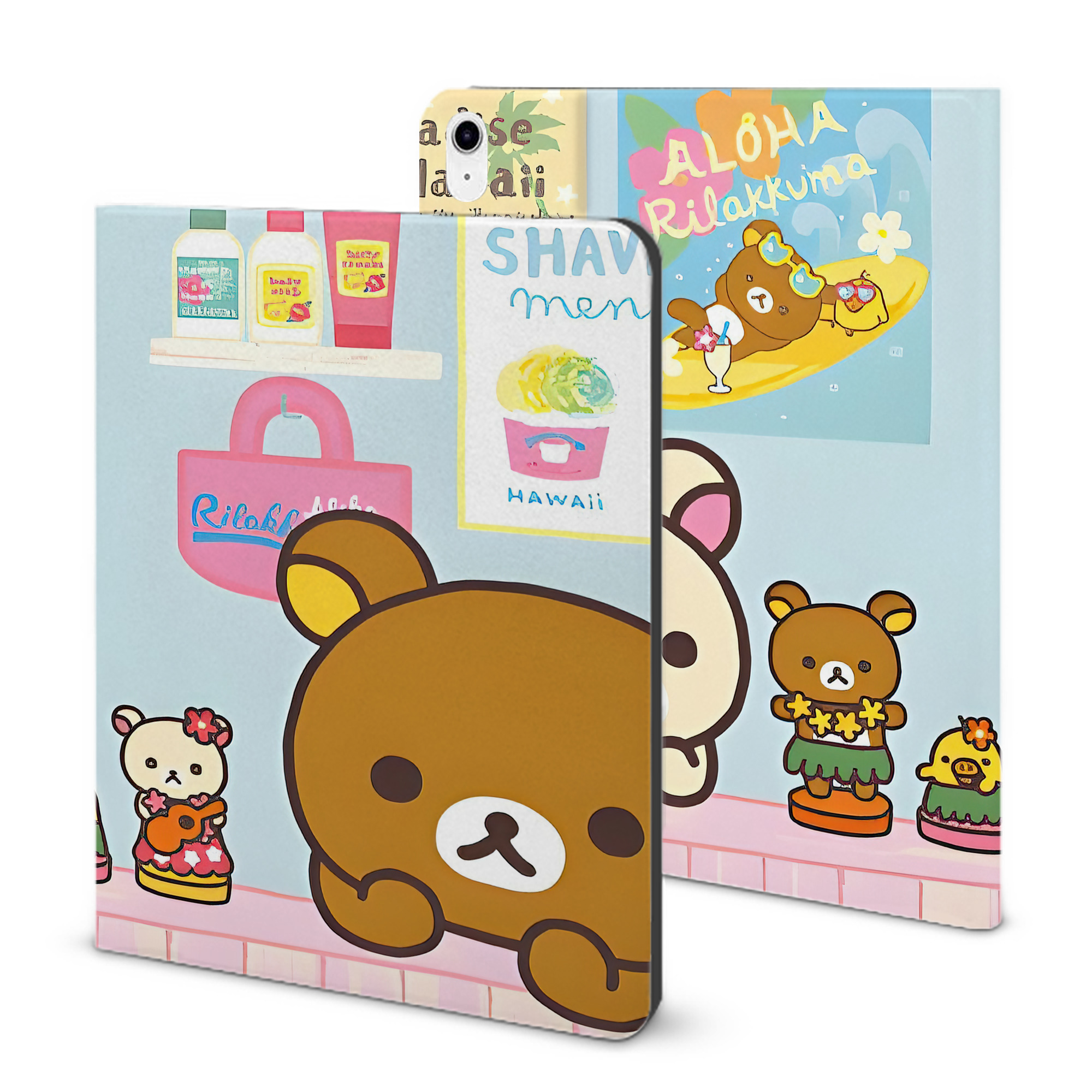 （画像用） リラックマ リラックマ キイロイトリ Rilakkuma Korilakkuma Kiiroitori IPad ケース ブック型 PUレザー TPU 耐衝撃 軽量 薄型 ペン収納なし 全面保護 IPad 各モデル対応